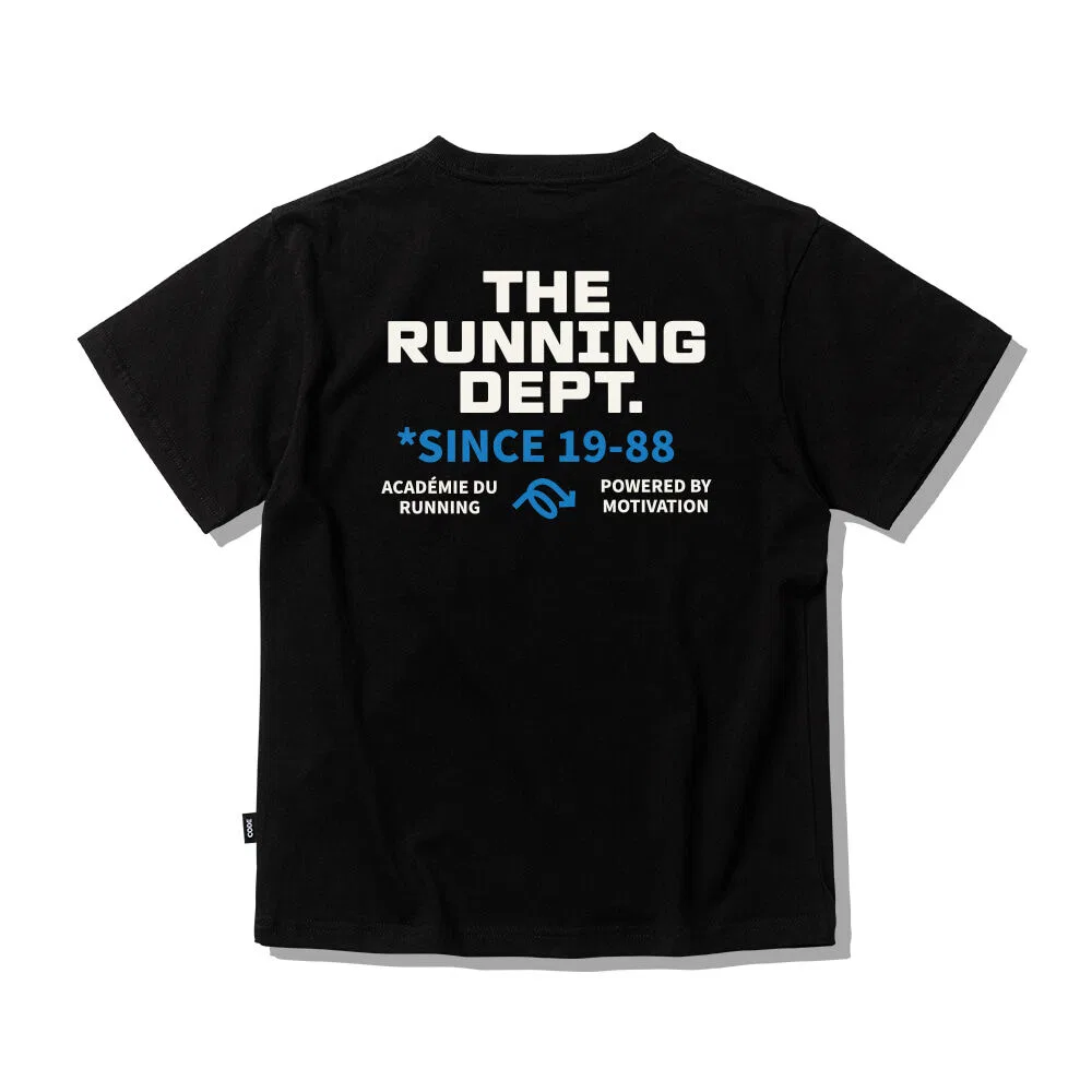Детская чёрная футболка с принтом The Running Dept от Splash Code