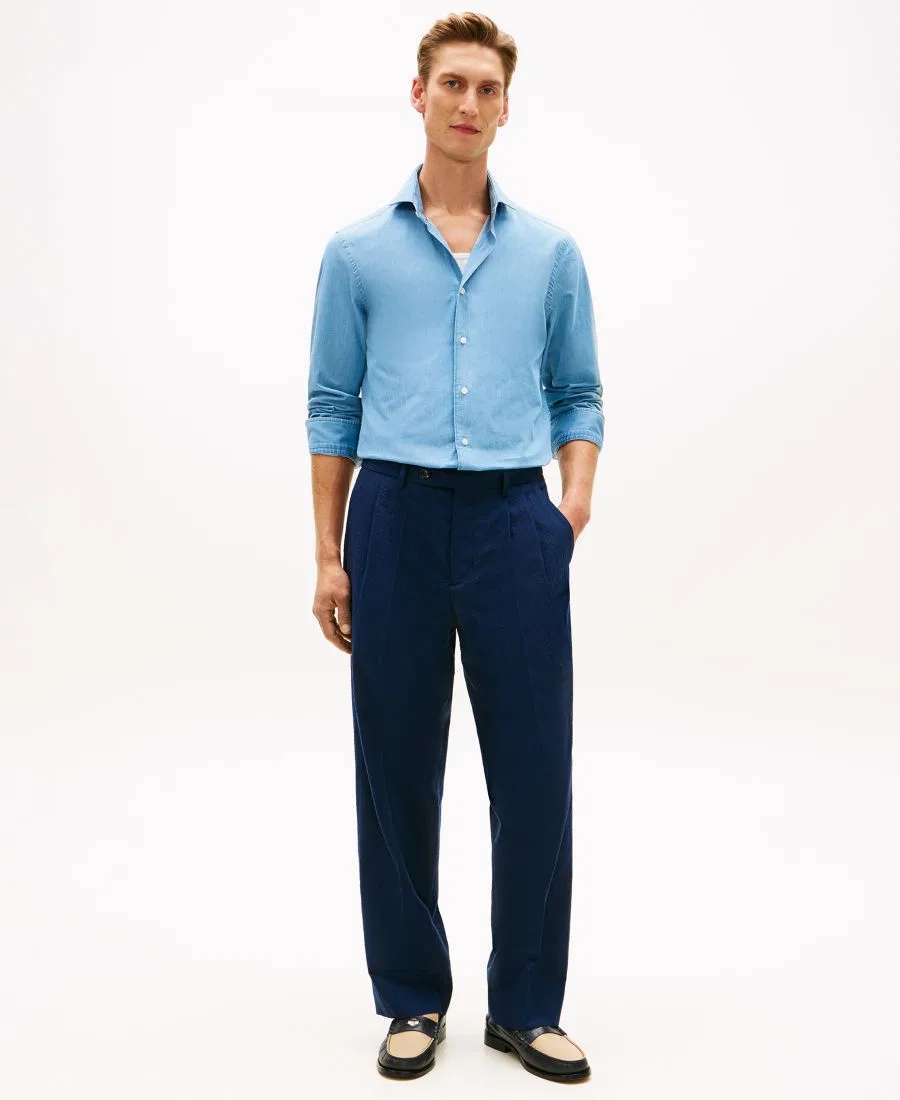 Мужская рубашка из шамбре, стандартного кроя Tommy Hilfiger, Indigo Blue Bell — фото 2
