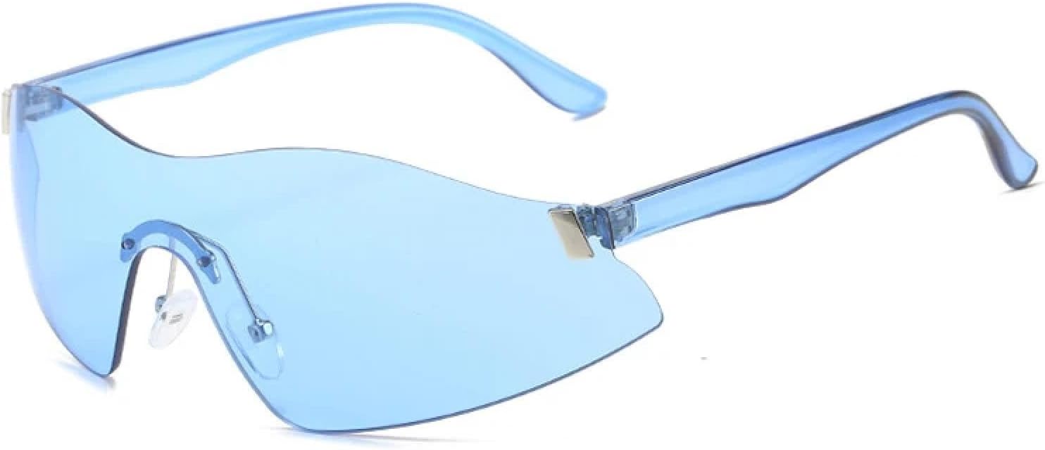 

Модные солнцезащитные очки без оправы для женщин и мужчин, винтажные, роскошные, для активного отдыха, спорта, велоспорта, солнцезащитные очки UV400 TKKTLLT, Blue Blue