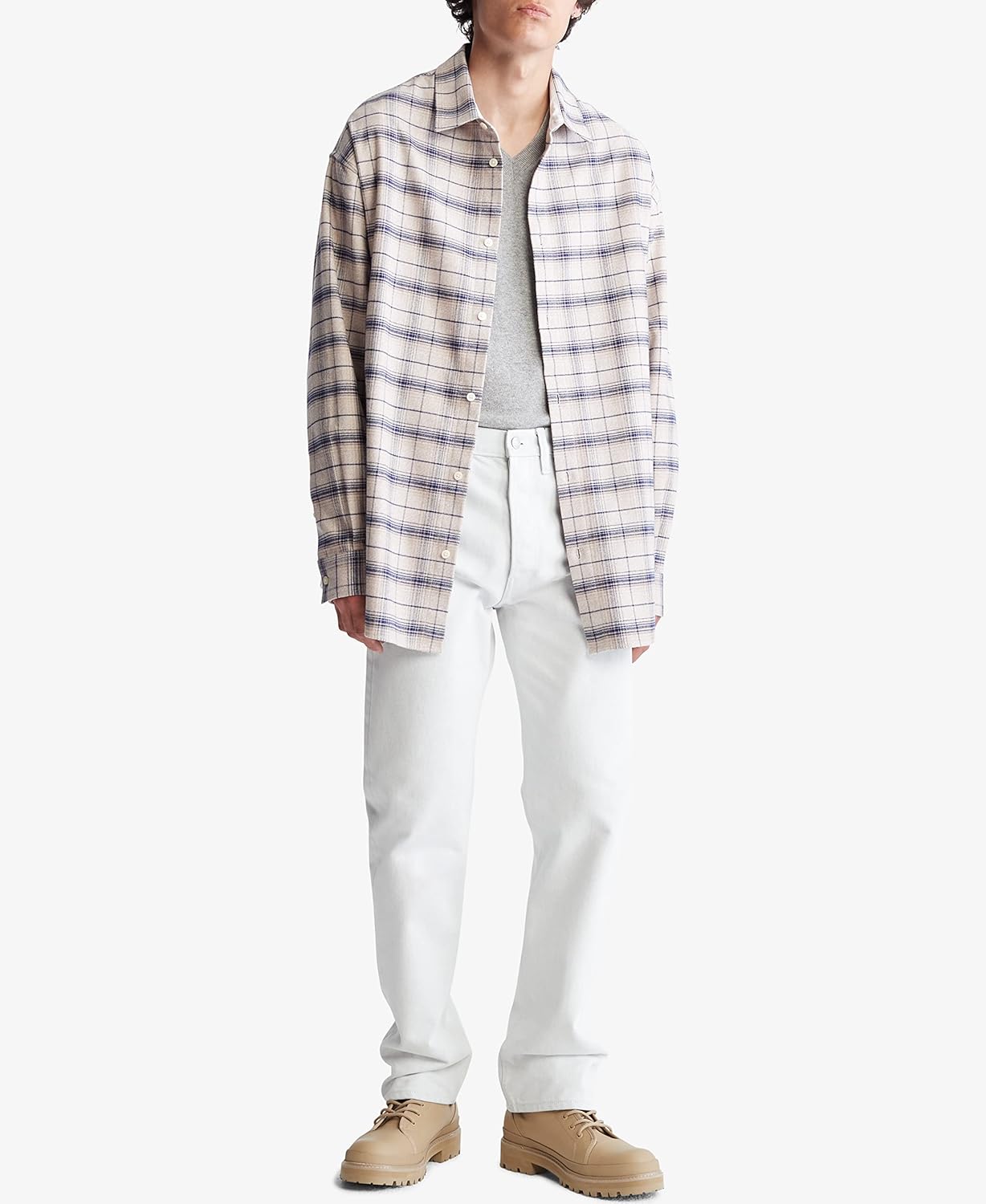 Мужская клетчатая рубашка на пуговицах Calvin Klein, Beacon Blue — фото 4