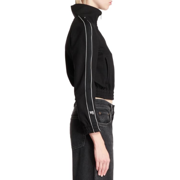 Кропированная куртка с логотипом и тесьмой в стиле трек черный Alexander Wang — фото 3