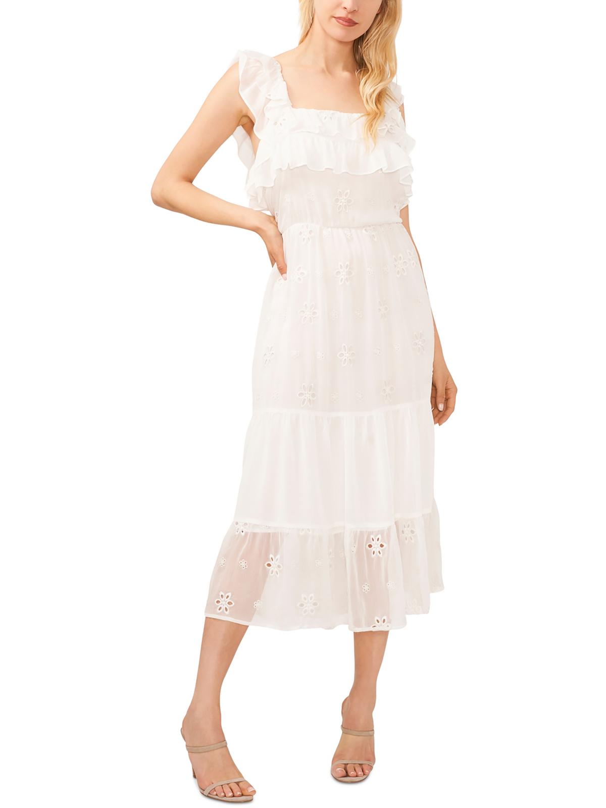 

Женское длинное платье макси с оборками CeCe, цвет new ivory