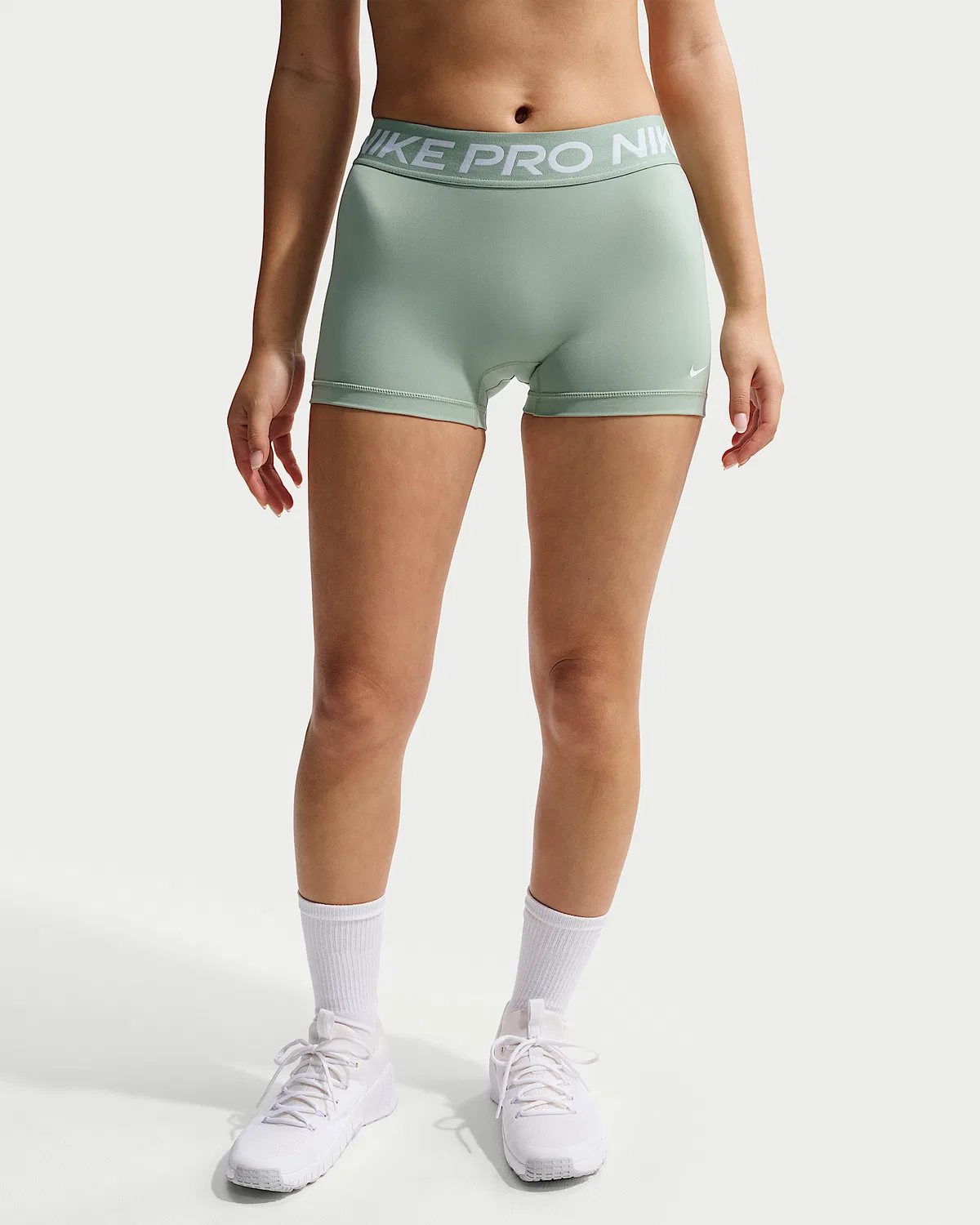 Женские велосипедки Nike Pro со средней посадкой, 3", Steam/White — фото 2