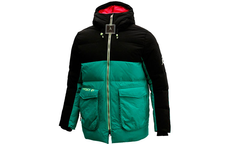 

Jordan Мужская пуховая куртка черно-зеленая разноцветная, Black Green Multicolor