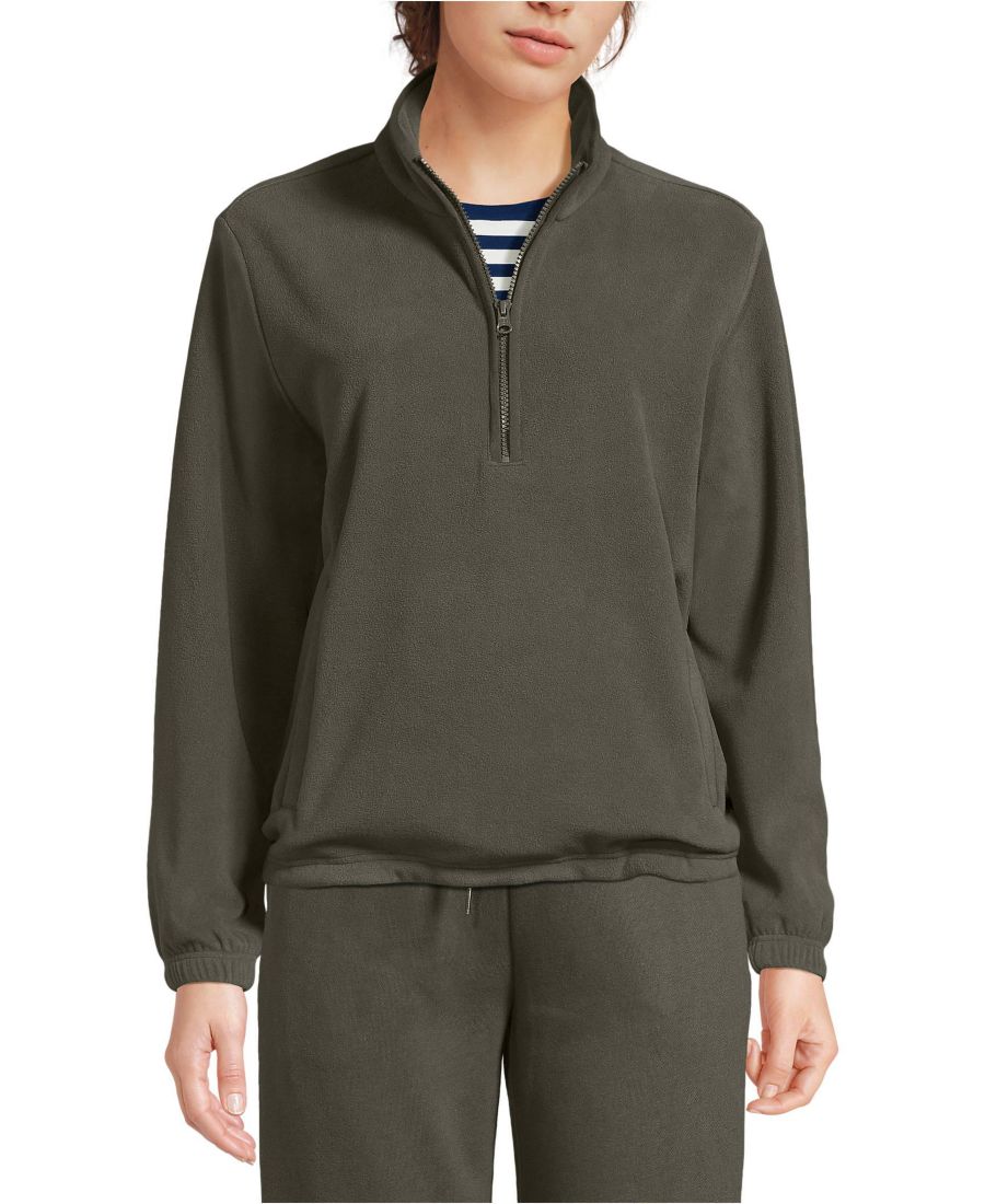 

Женская флисовая толстовка Anyweather RainDefense с застежкой-молнией до четверти длины Lands' End, Forest moss