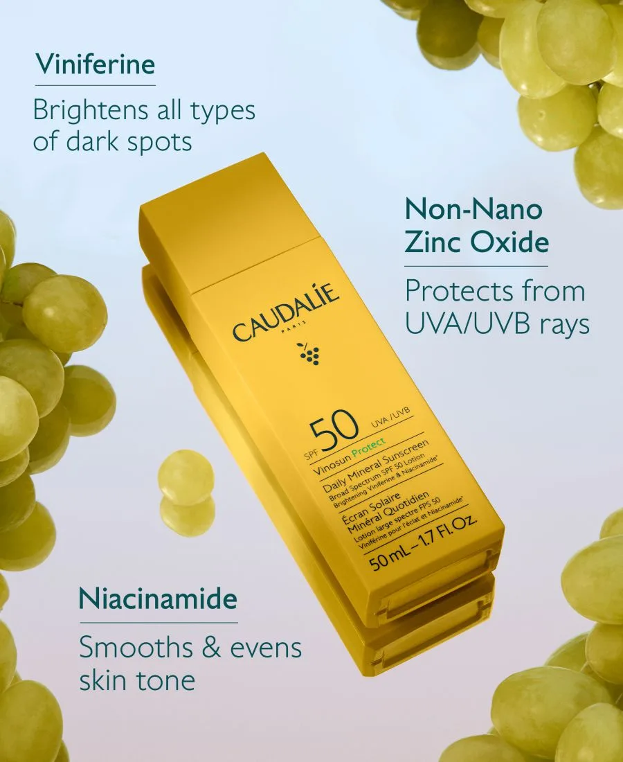 Caudalie Солнцезащитный минеральный крем Vinosun Protect Daily Sunscreen SPF 50, 1,7 унции — фото 3