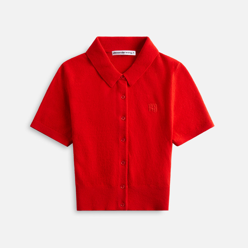 

Кардиган T by Alexander Wang Short Sleeve Polo Cardigan, цвет Fiery Red