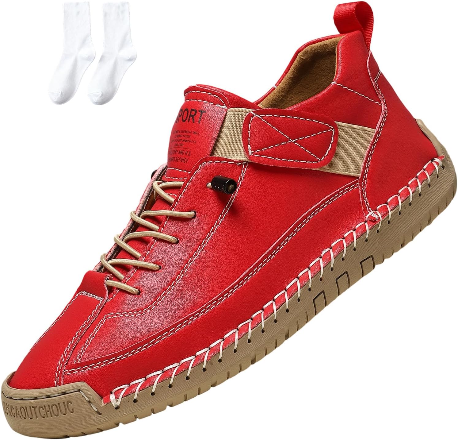 

Удобные ортопедические кроссовки, женские и мужские ортопедические кожаные туфли ручной работы, мягкая поддержка и комфорт Generic, красный