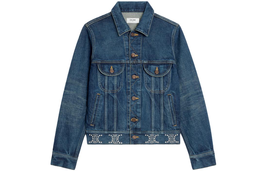

CELINE Джинсовая куртка Trucker, чистая, темно-синяя, Union Wash, Синий, CELINE Джинсовая куртка Trucker, чистая, темно-синяя, Union Wash