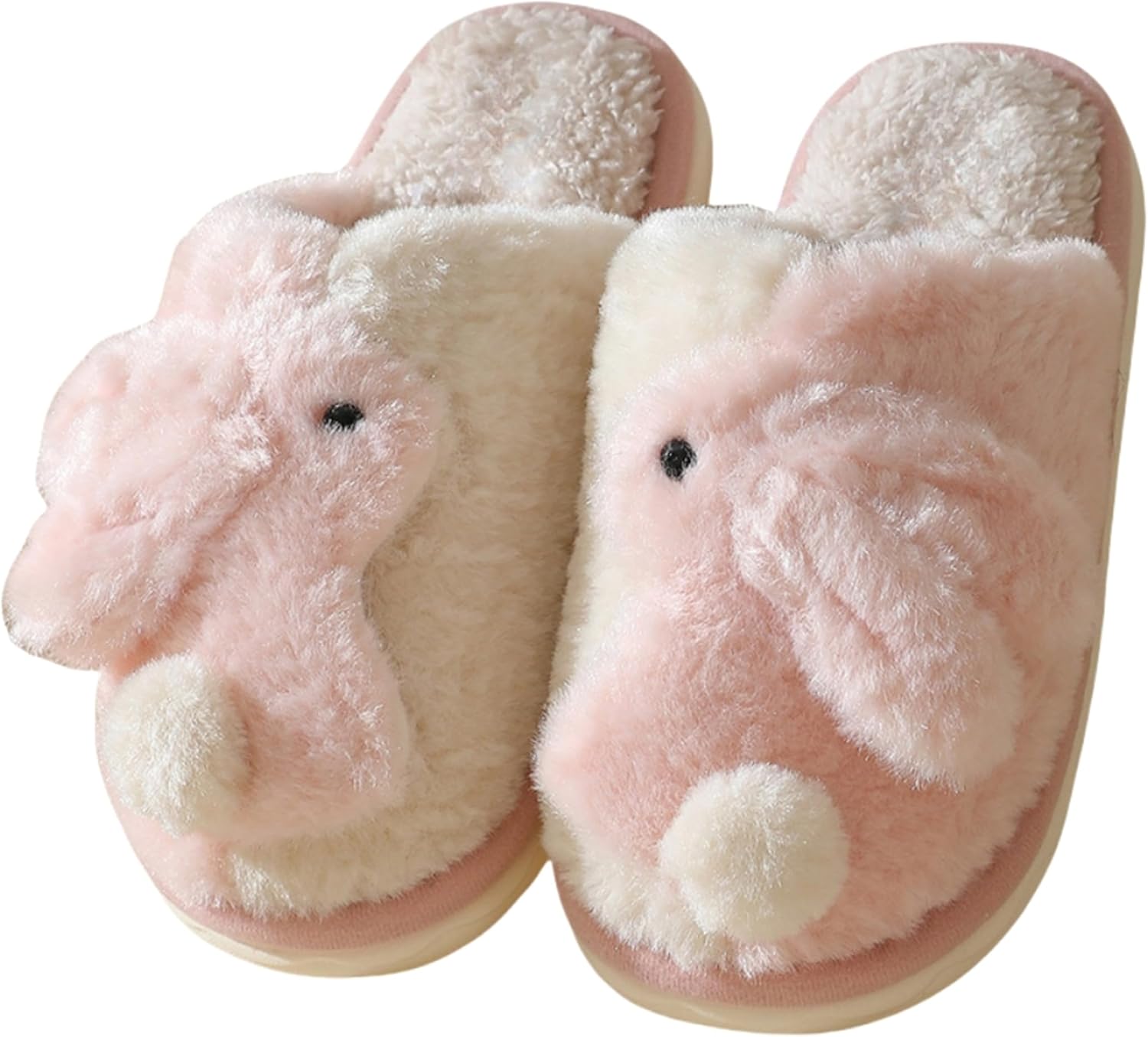 

Тапочки LRYAOAN с зайчиком - теплые плюшевые тапочки с мультяшными животными для мужчин и женщин - противоскользящие, розовый