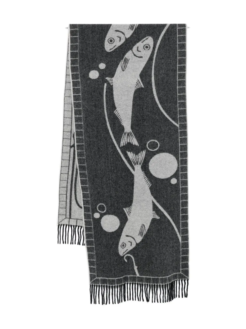 

Шарф с бахромой и принтом Henrik Vibskov, черный