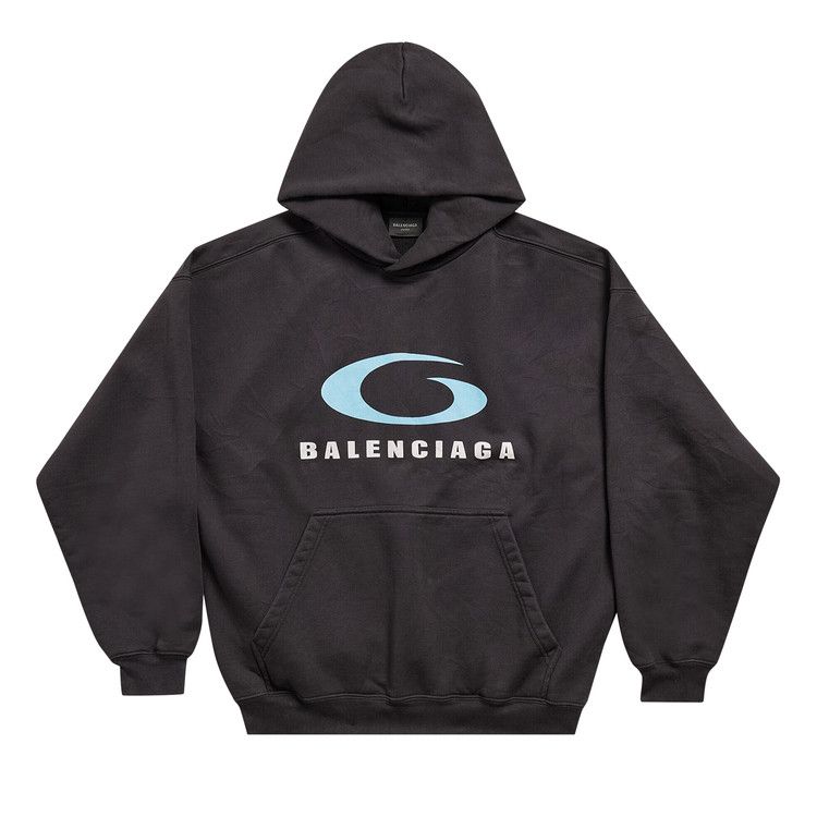 

Худи Balenciaga Medium Fit Hoodie, Washed Black/Blue