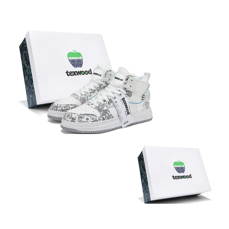 

TEXWOOD Кроссовки скейтерские высокие в китайском стиле сине-белый фарфор коллекция мужские бело-серебристые, цвет White Silver
