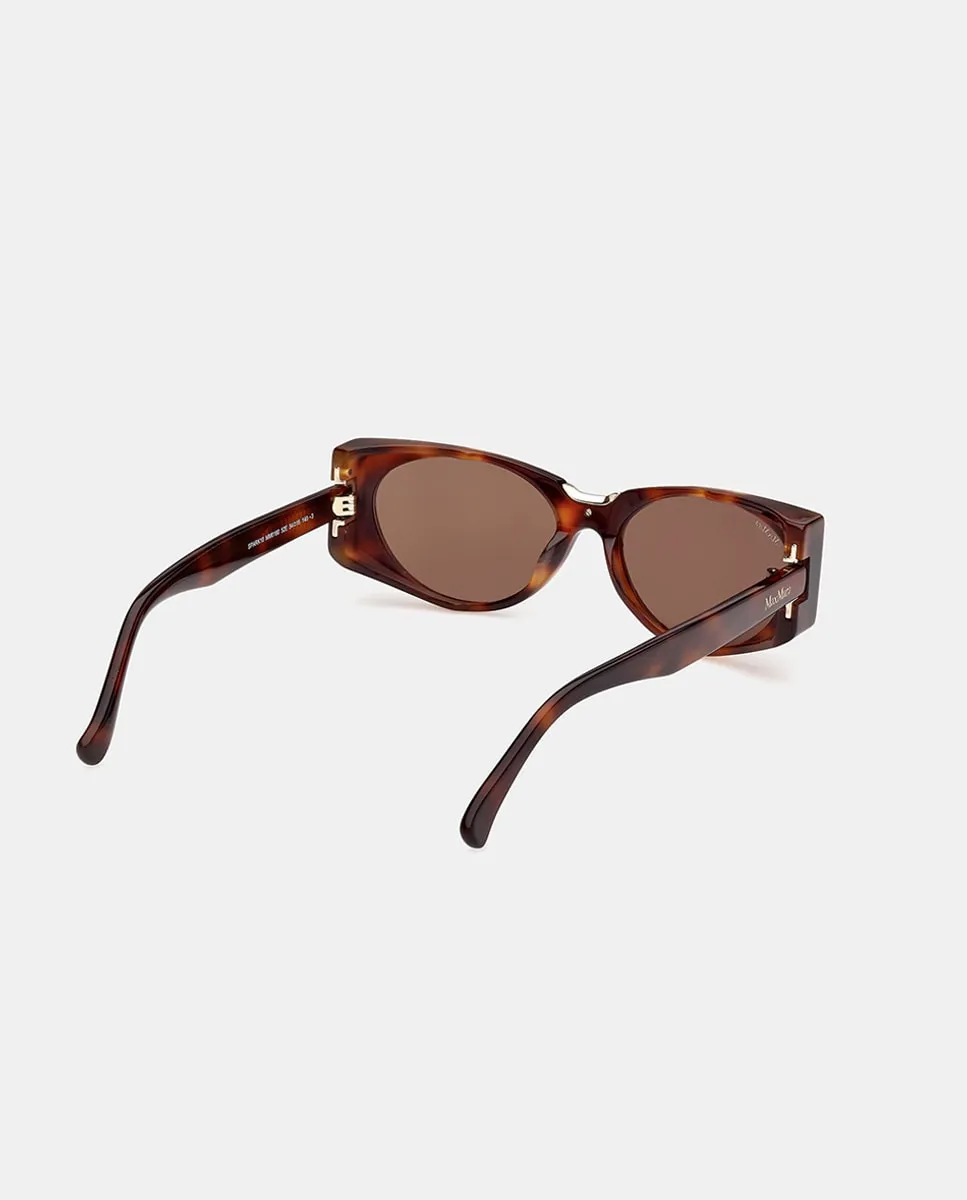 Женские овальные солнцезащитные очки из ацетата Max Mara, коричневый — фото 4