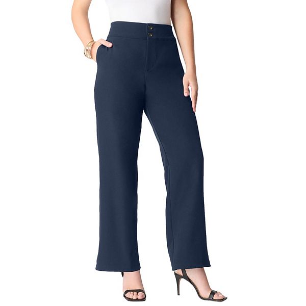 

Женские брюки plus size bi-stretch wide leg Roaman'S, Navy