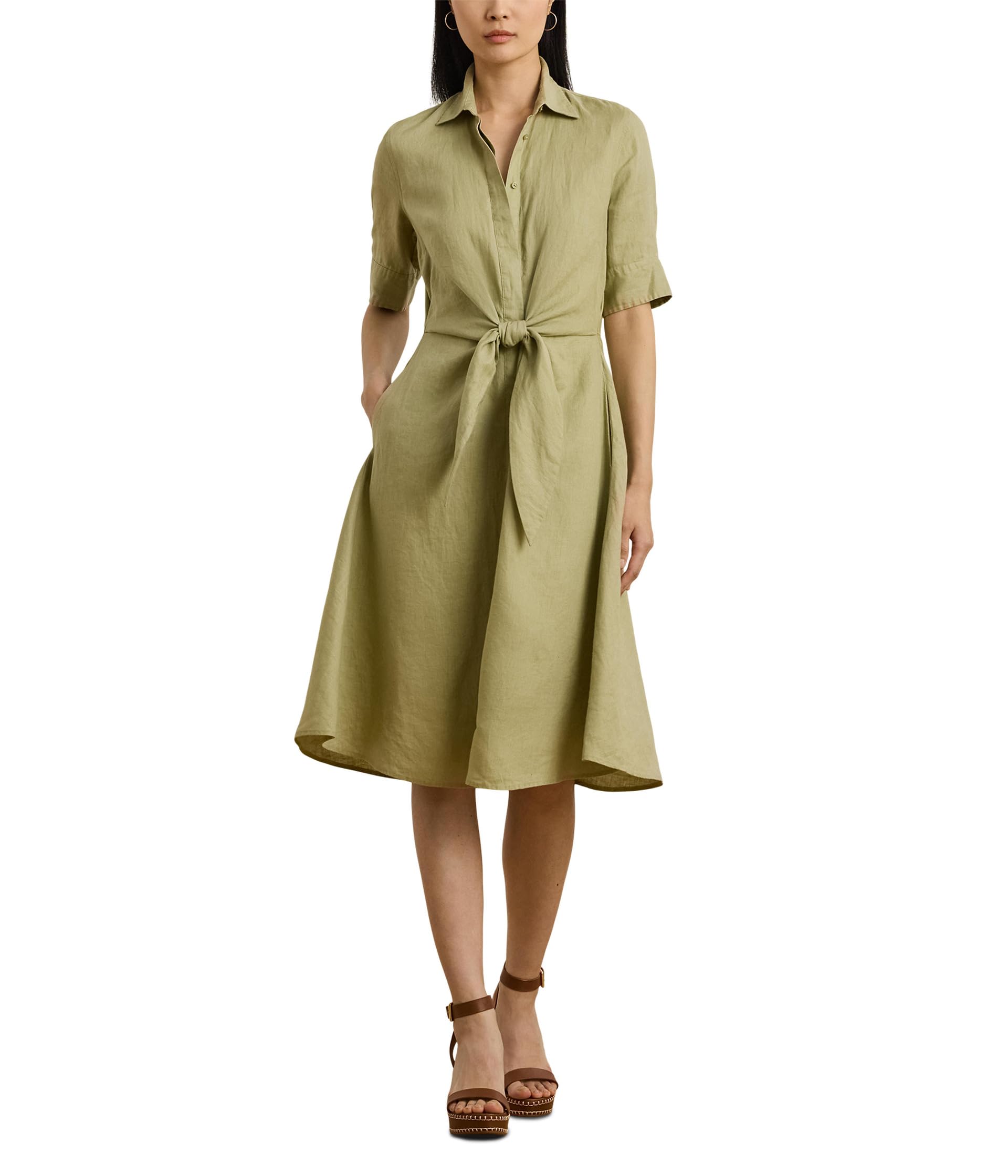 

Платье Lauren Ralph Lauren Petite Wakana Elbow, цвет Light Olive