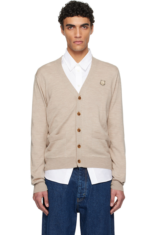 

Кардиган с лисьей головой Bold fox head patch regular Maison Kitsuné, цвет marble