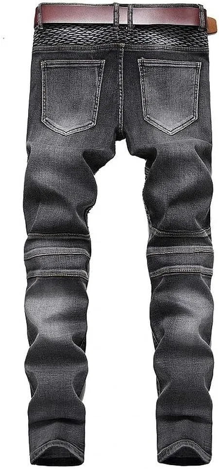 Джинсы прямые slim fit с молнией, темно-синие — фото 3