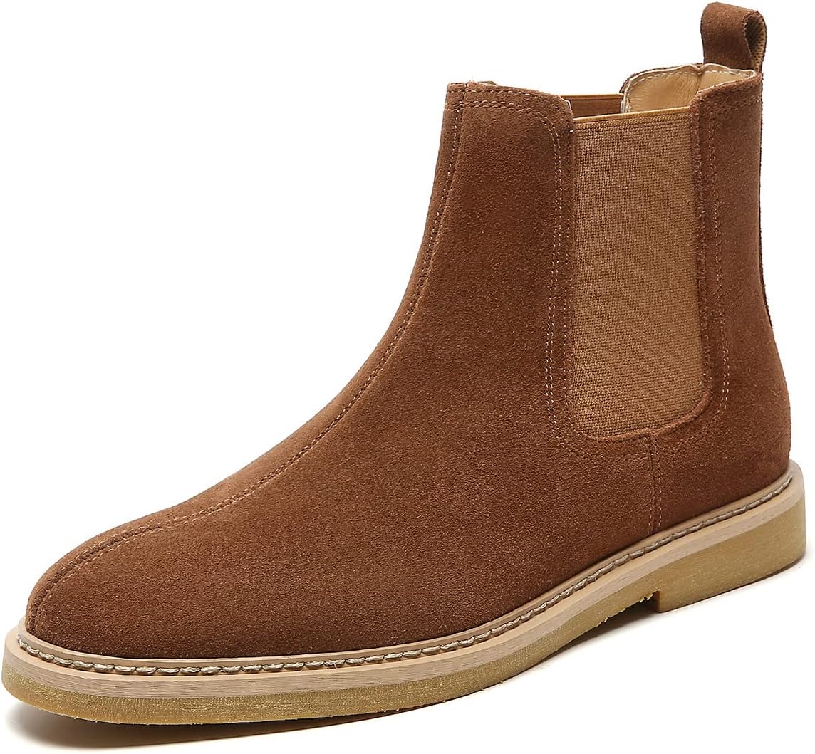 

Мужские ботинки челси Santimon, повседневные ботинки-чукка, классические ботинки на резинке для мужчин, коричневый