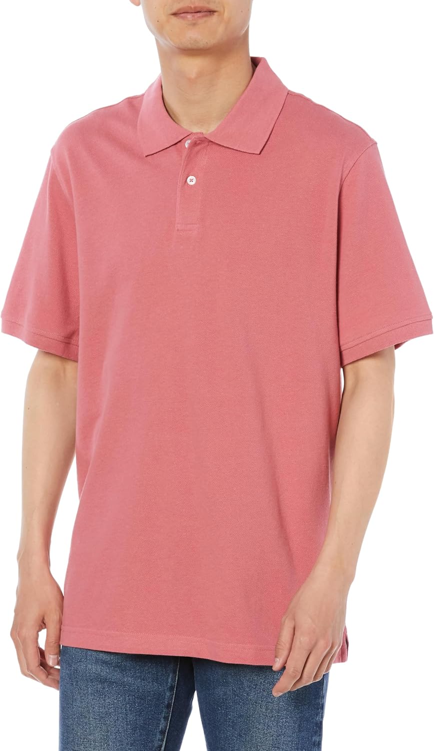 

Мужская хлопковая поло-рубашка пике Amazon Essentials приталенного кроя, красный