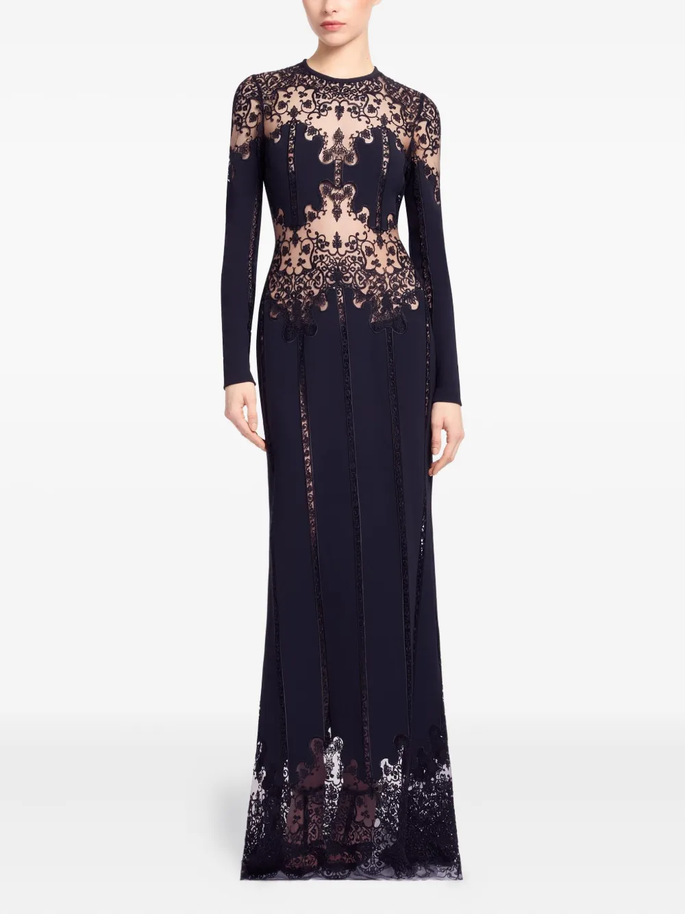 

Макси-платье с вышивкой в цветочек Elie Saab, черный