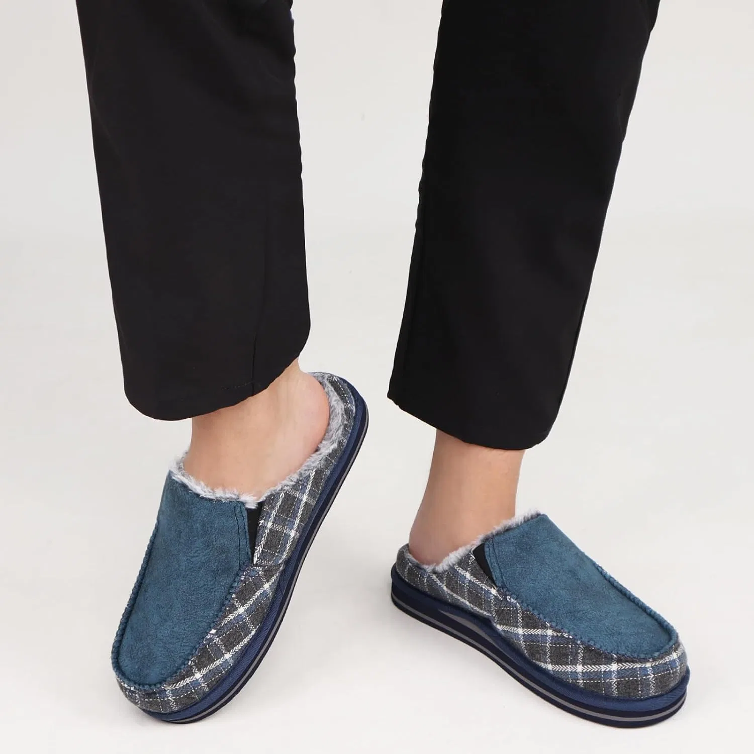 Тапочки с поддержкой стопы ONCAI, Fur Plaid Blue — фото 2