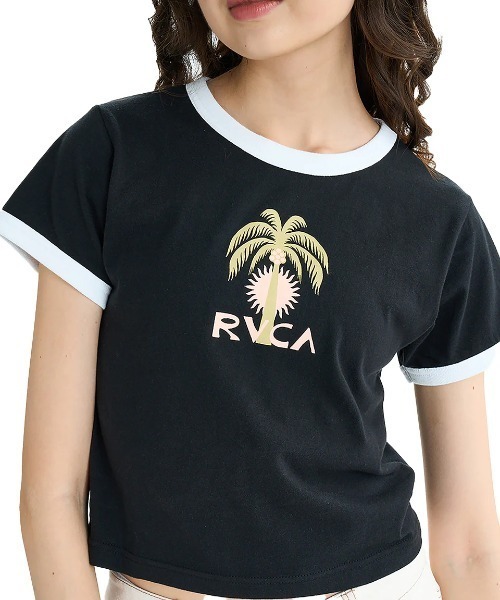 

Женская футболка с коротким рукавом и контрастной отделкой RVCA, черный