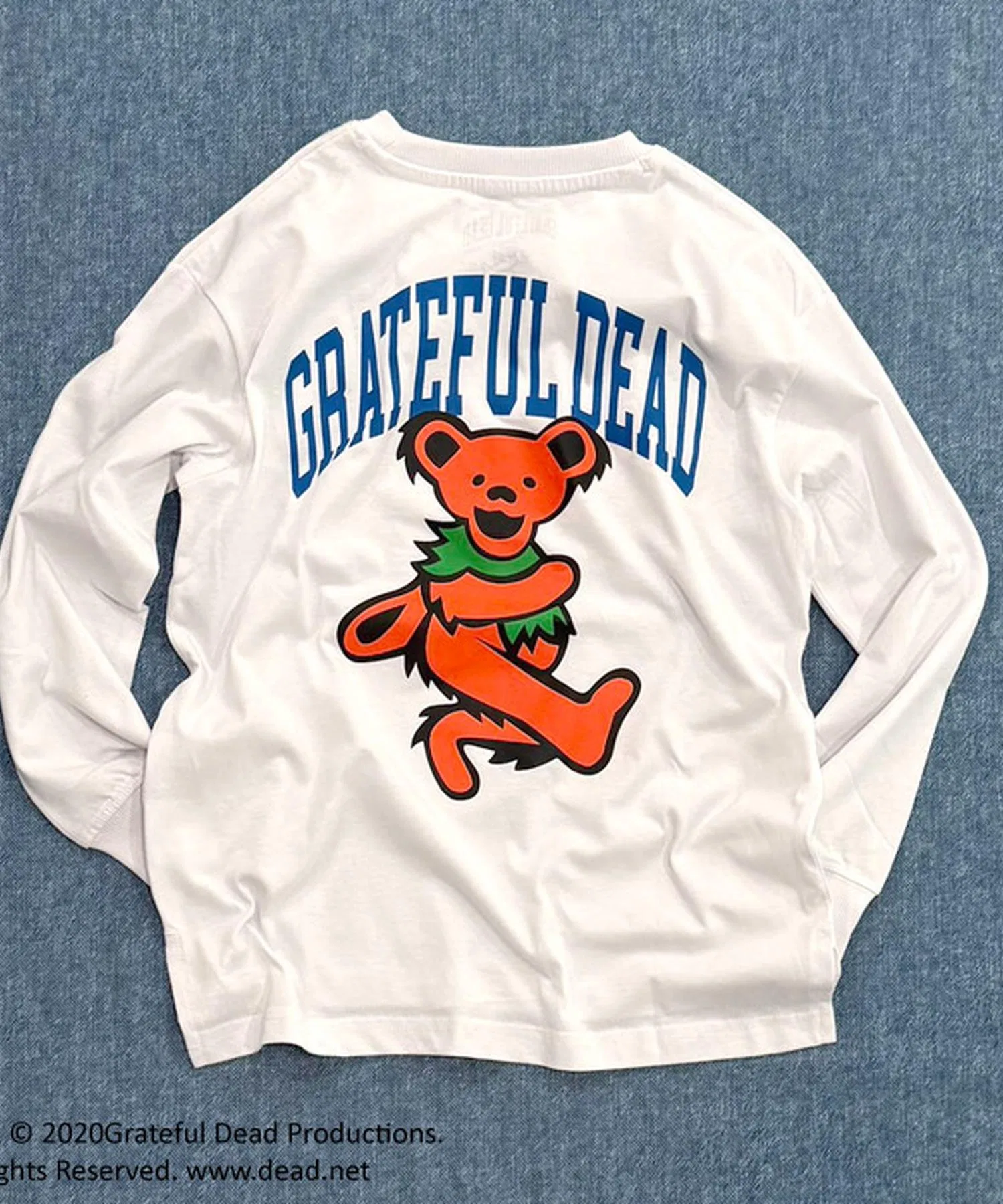 Детская футболка с принтом Grateful Dead Dead Bear, длинный рукав, бежевый