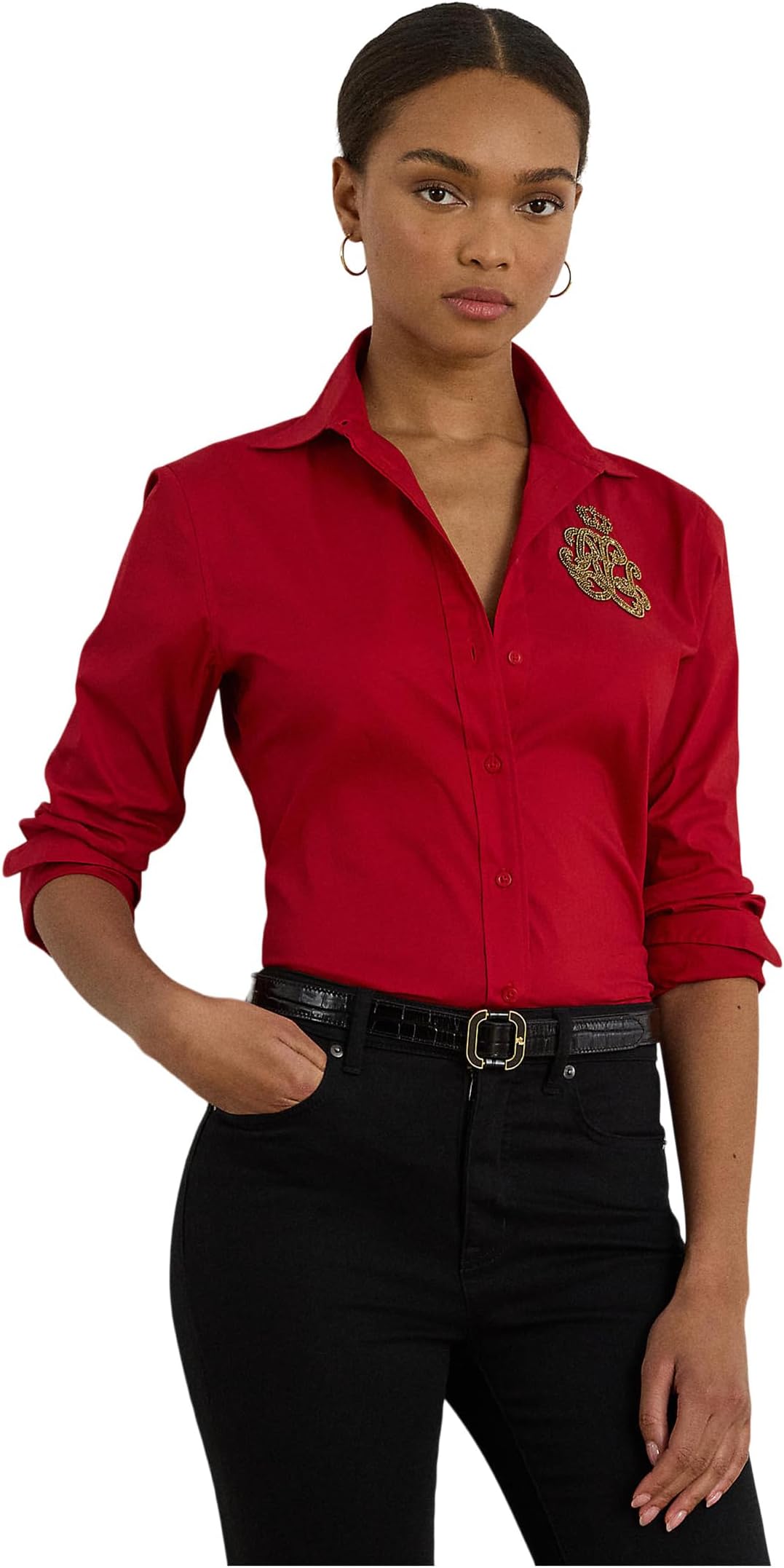 

Женская рубашка классического кроя с логотипом из хлопковой смеси Lauren Ralph Lauren, Ralph Red