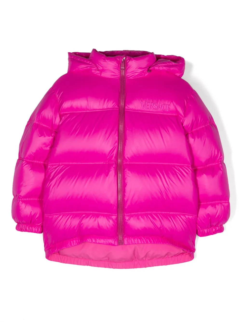

Пуховик с вышитым логотипом Versace Kids, розовый