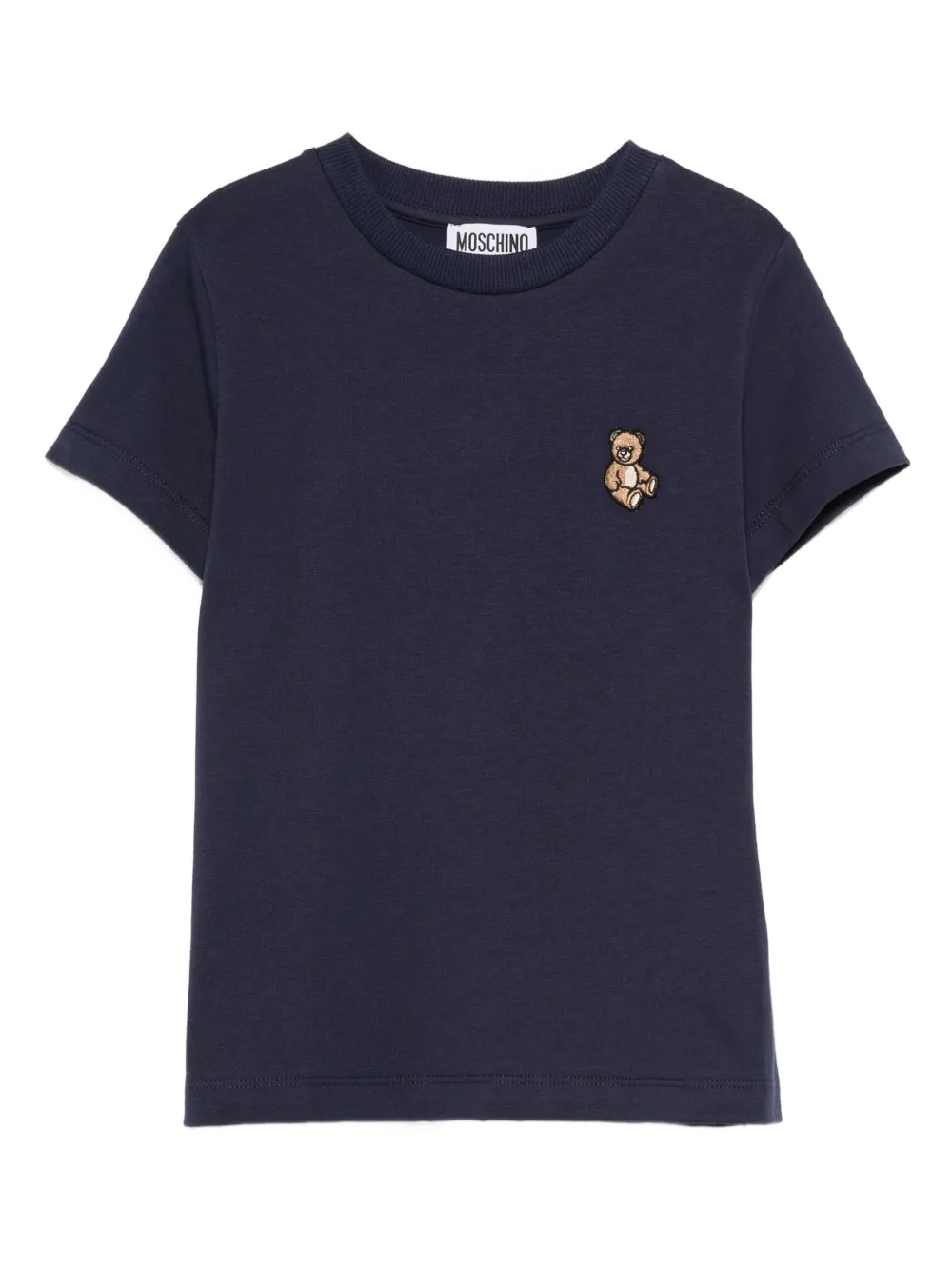 

Футболка с вышитым плюшевым мишкой Moschino Kids, синий