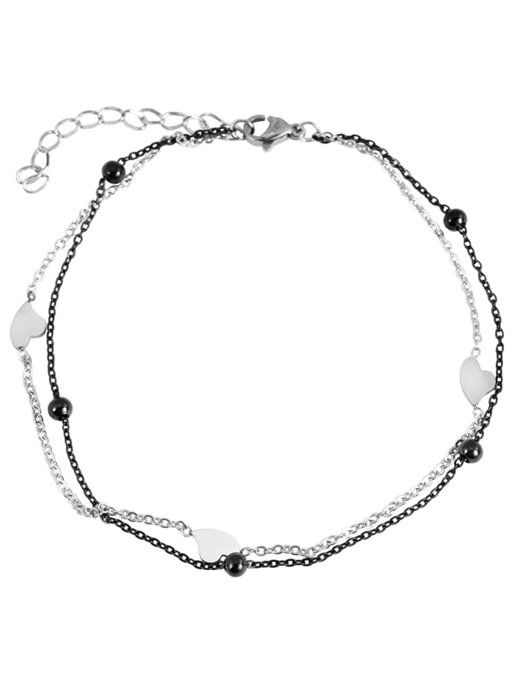 

Adeliás Женский браслет в форме сердца из нержавеющей стали, 24+5 см, черный