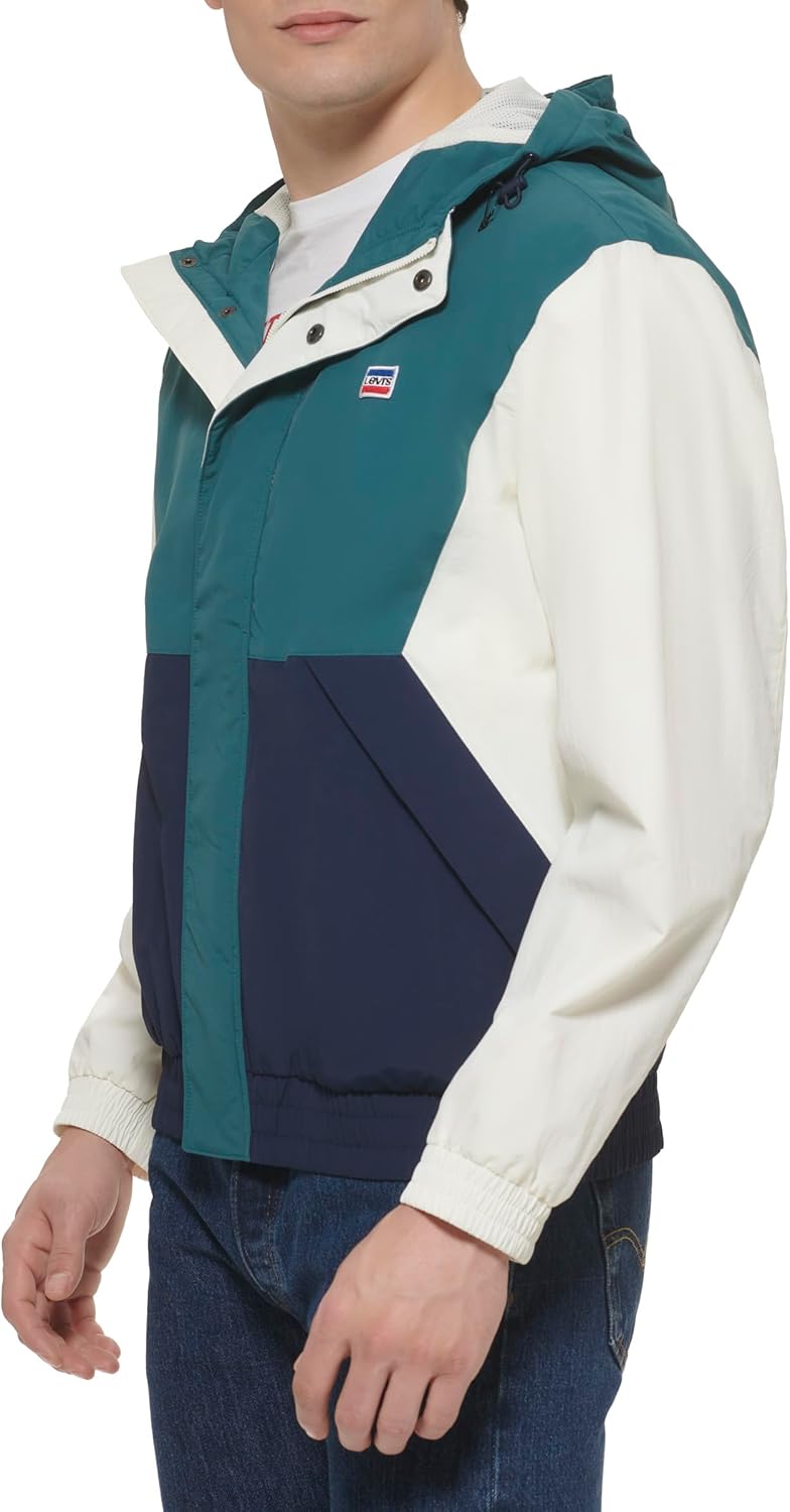 Levi's mens Мужская ретро-ветровка Levi's в цветных блоках, Atlantis Blue Color Block — фото 2