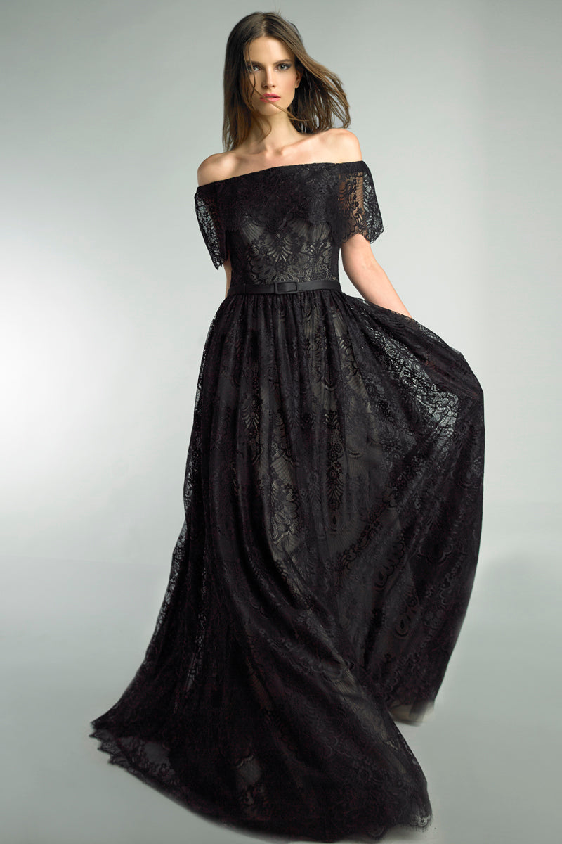 

Кружевное платье с открытыми плечами Basix черный Label, черный