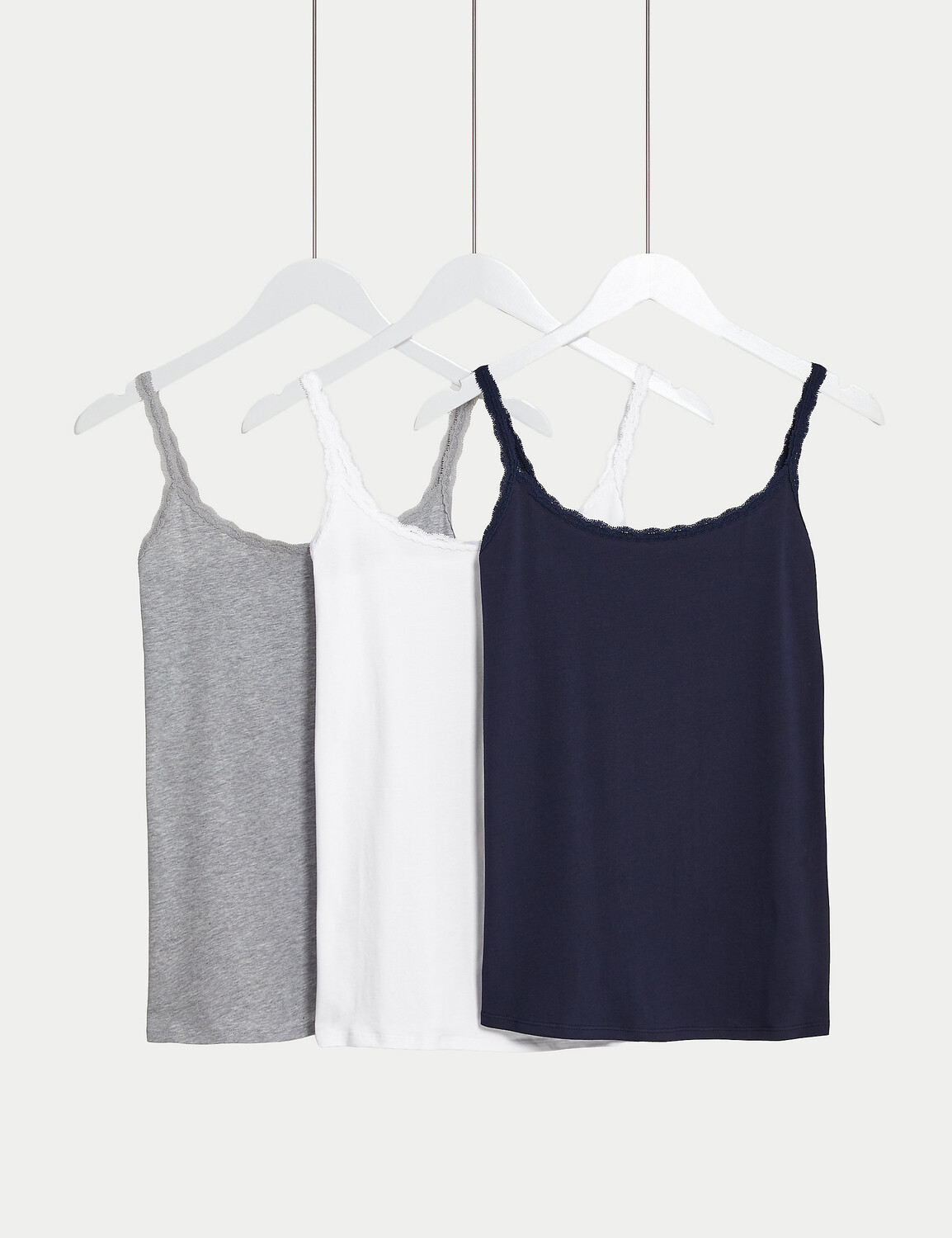

Жилеты из 3 комплектов хлопка с кружевной отделкой Marks & Spencer