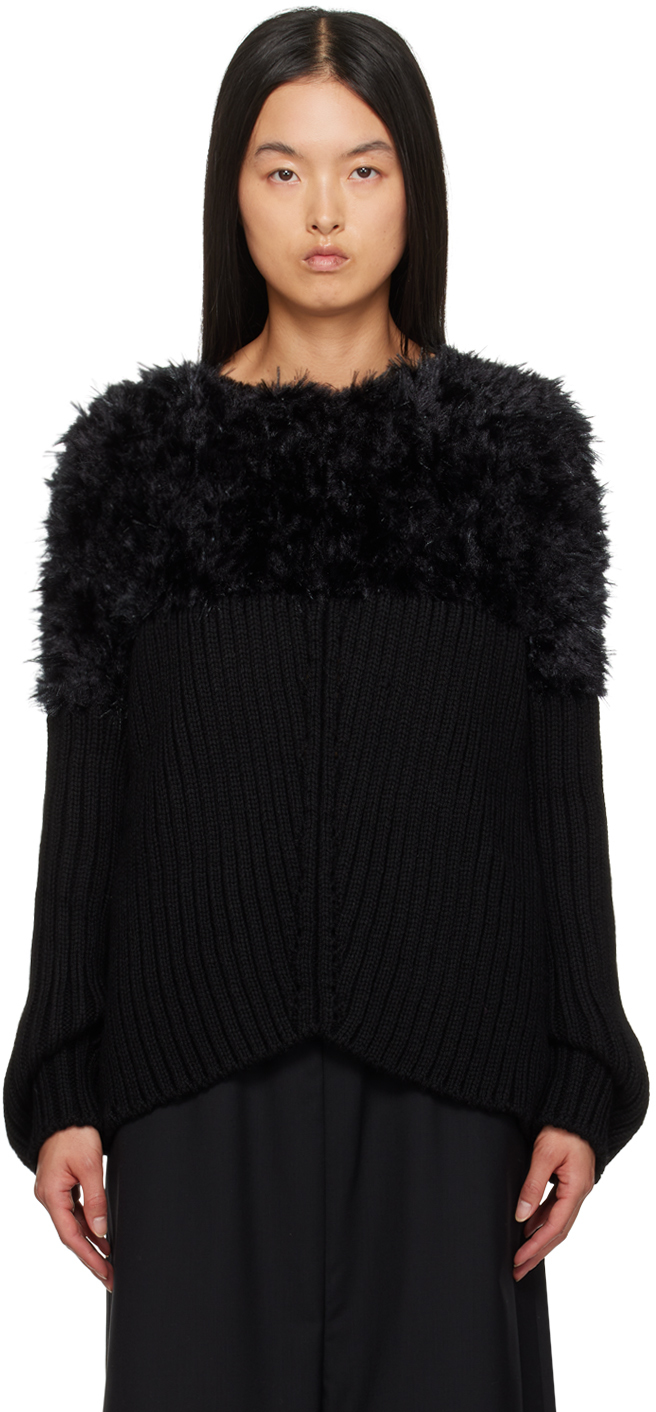 

Черный свитер из шерстяной пряжи ручной вязки Mole Jersey Junya Watanabe
