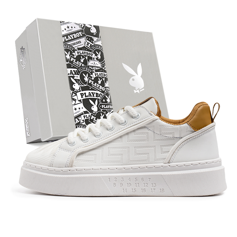 

Playboy Мужские скейтерские кеды низкие белые хаки, цвет White Khaki