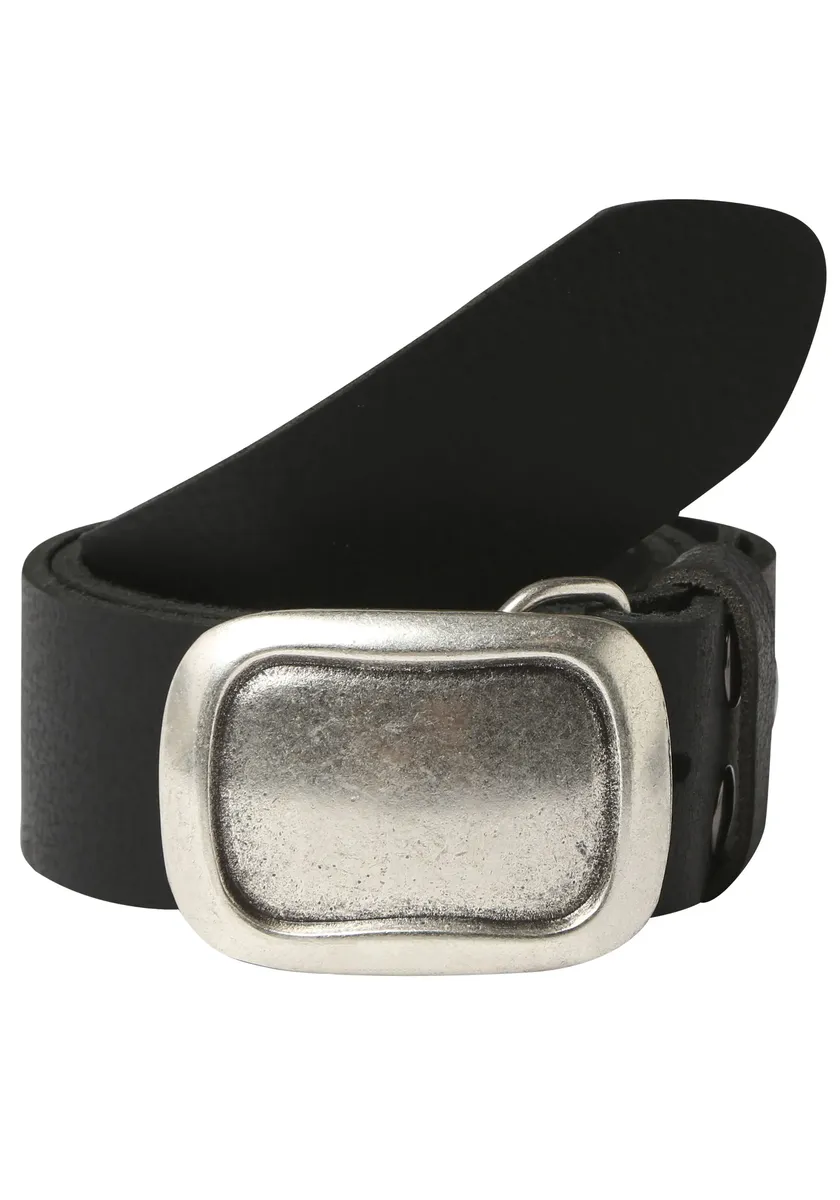 

Ремень кожаный LIFEBURG by showroom 019°, со сменной застежкой "Rectangle Edged Silver" Rettungsring By Showroom 019°, черный