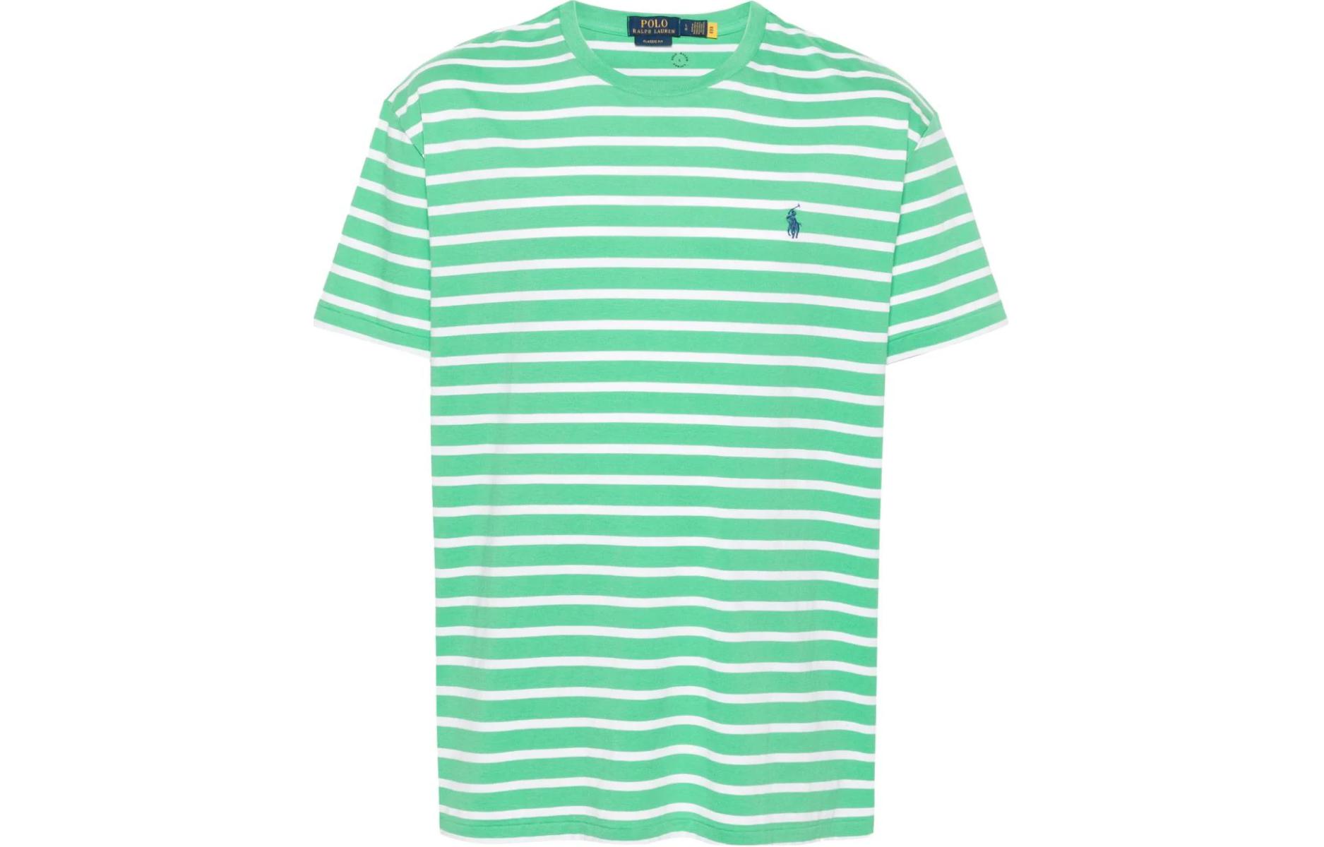 Футболка в полоску с вышивкой Polo Pony Polo Ralph Lauren, зеленый — фото 3