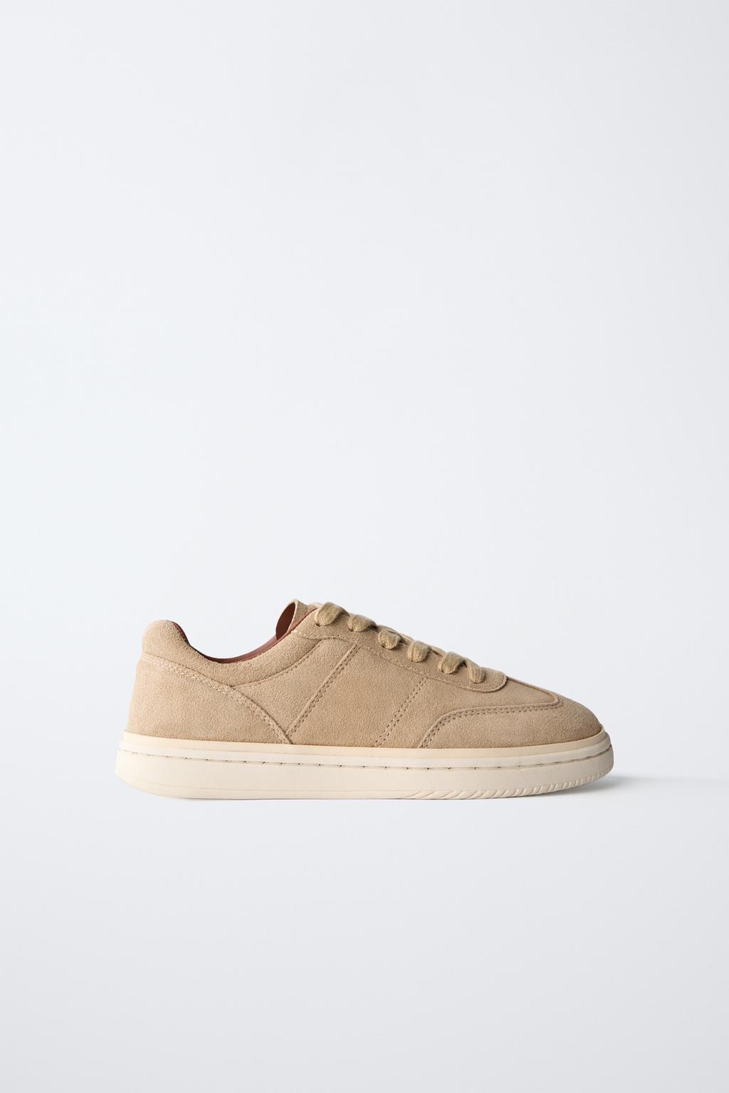 

Кожаные кроссовки ZARA, цвет Sand Brown