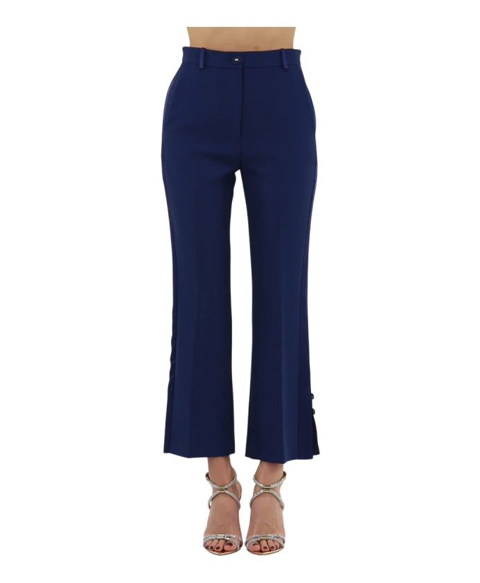 

Брюки-Смокинг из крепа с атласной отделкой Elisabetta Franchi, синий