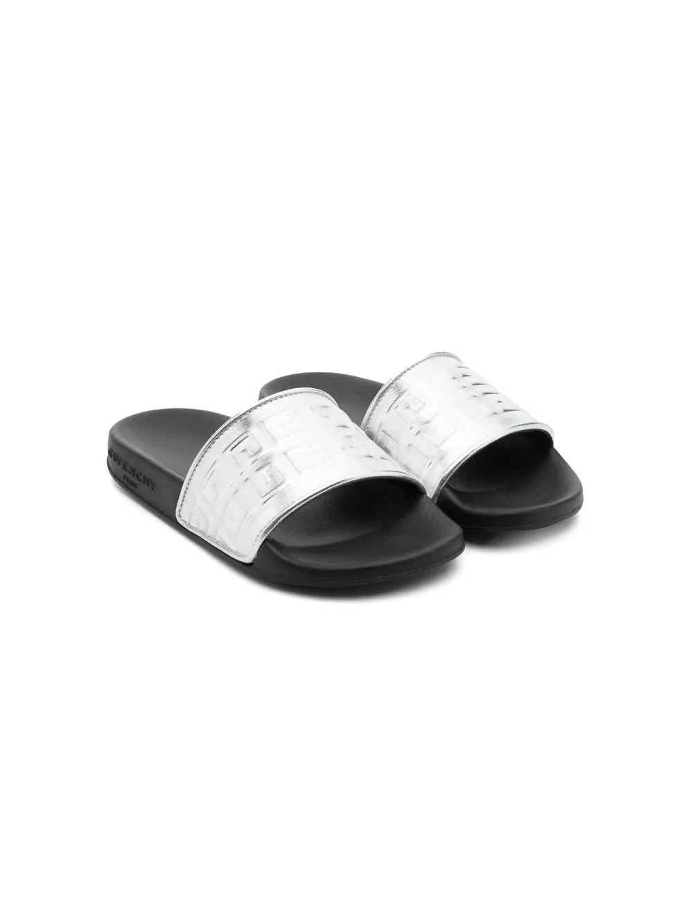 

Шлепанцы с тиснением Greca Givenchy Kids, серебяный