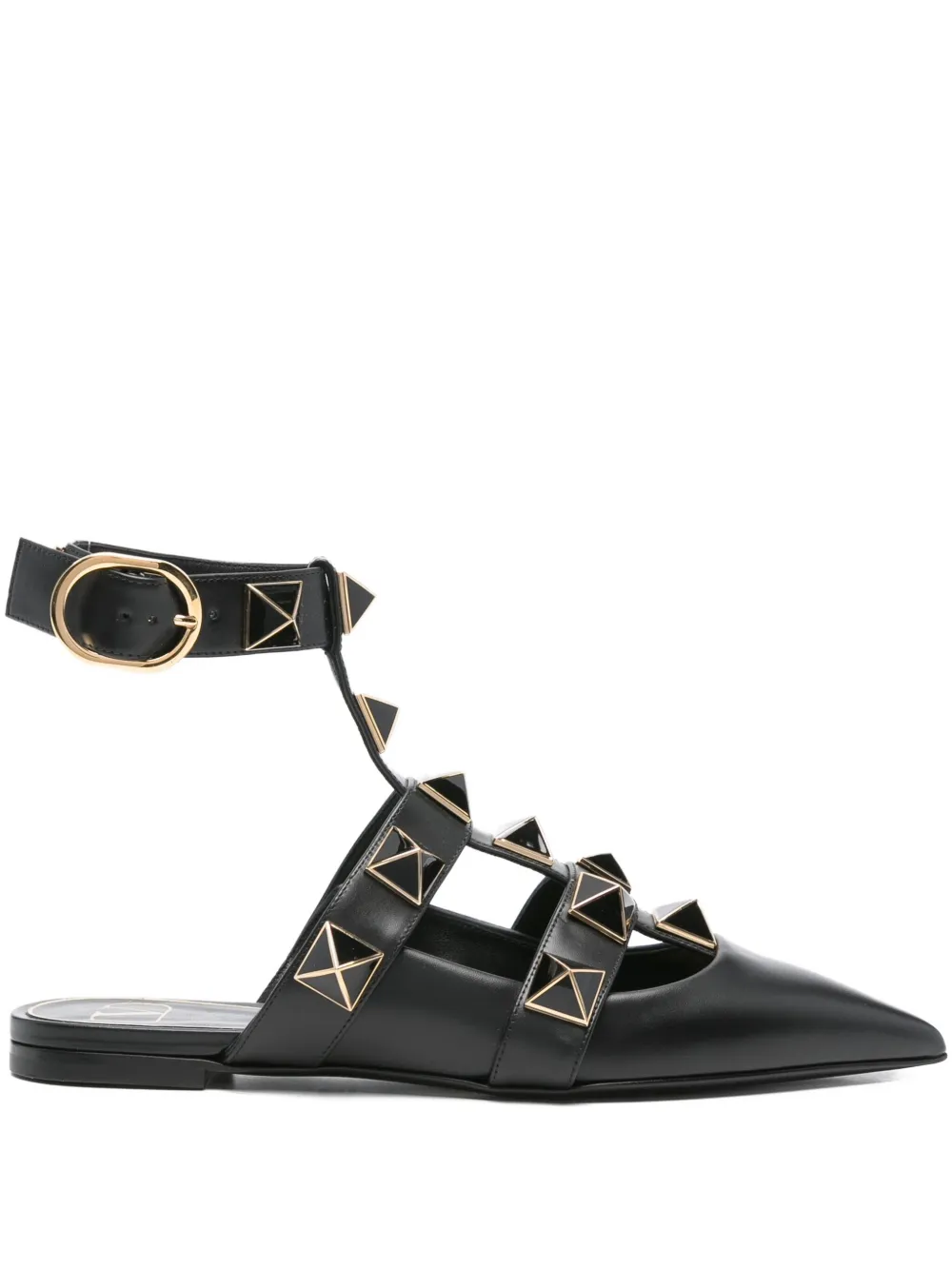 Балетки Roman Stud с острым носком VALENTINO GARAVANI, черный