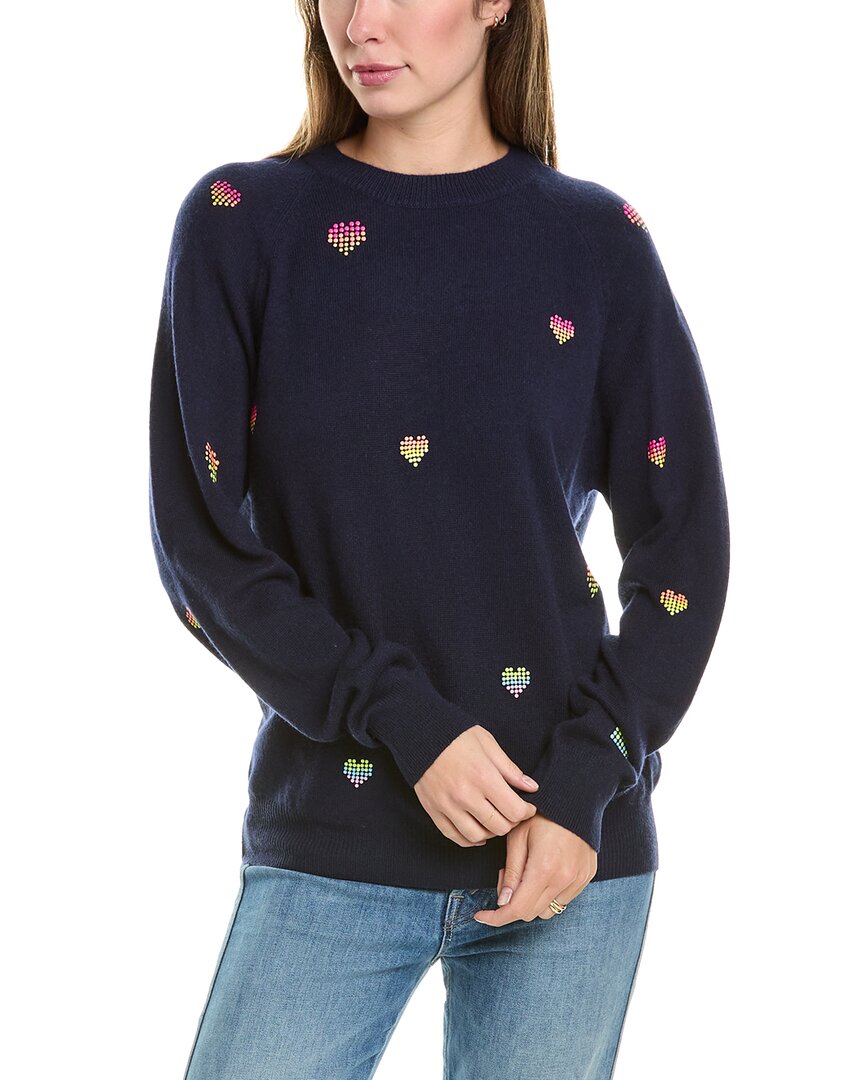 

Джемпер Brodie Cashmere Wool & Cashmere-Blend Rainbow Heart Studded, синий