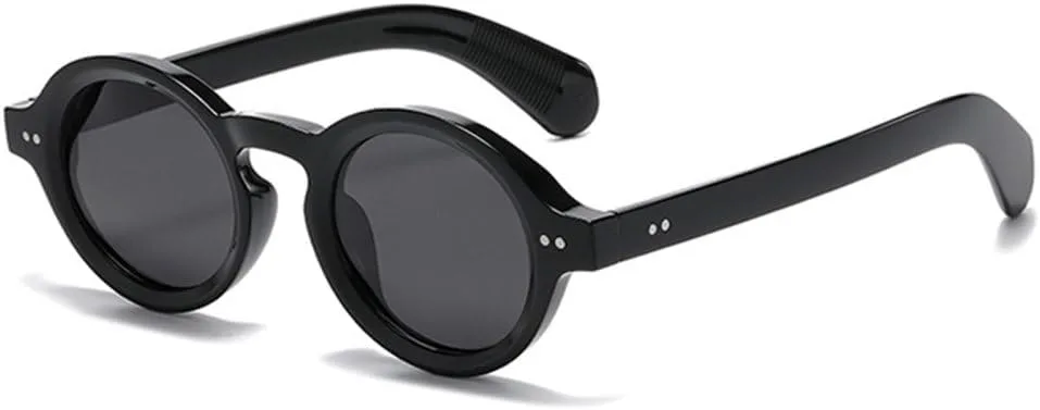 

Ретро круглые солнцезащитные очки для женщин, модные очки с заклепками, мужские панк-очки, солнцезащитные очки UV400 с леопардовым принтом MTZJH, Black Gray