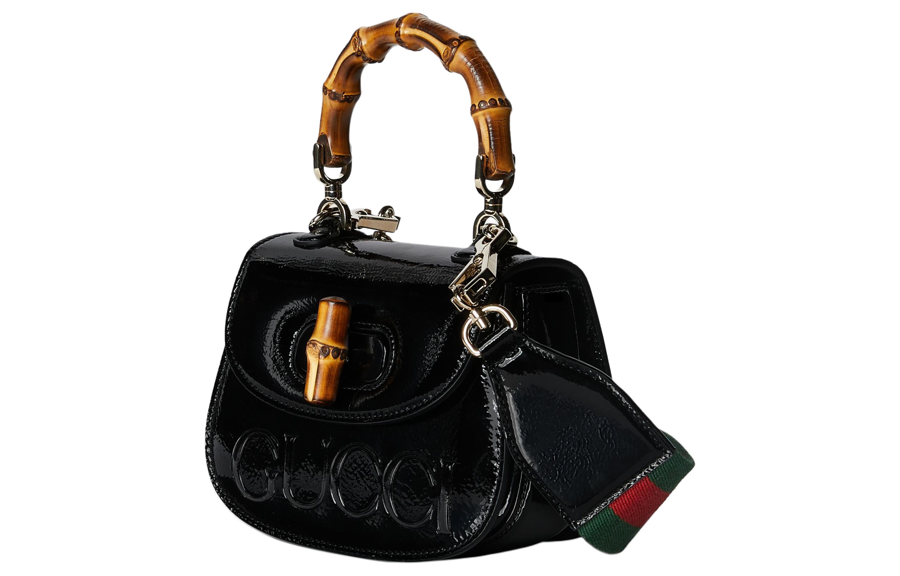 Мини-сумка через плечо из натуральной кожи GUCCI, черная — фото 3