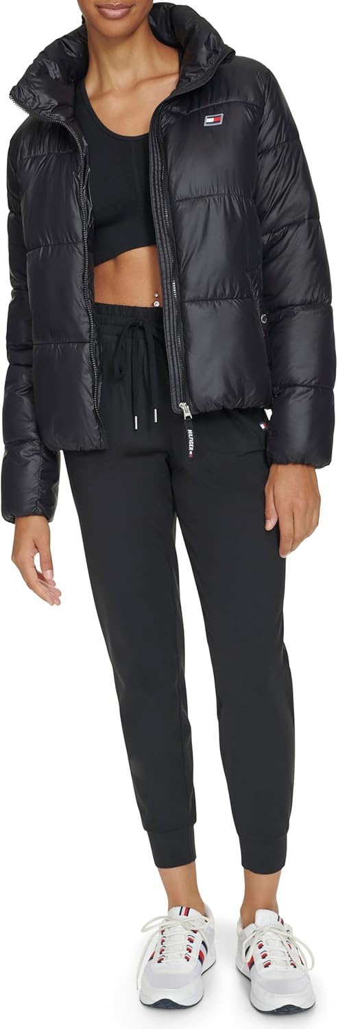 

Женское стеганое пальто Tommy Hilfiger с застежкой-молнией и воротником-стойкой, Deep Black