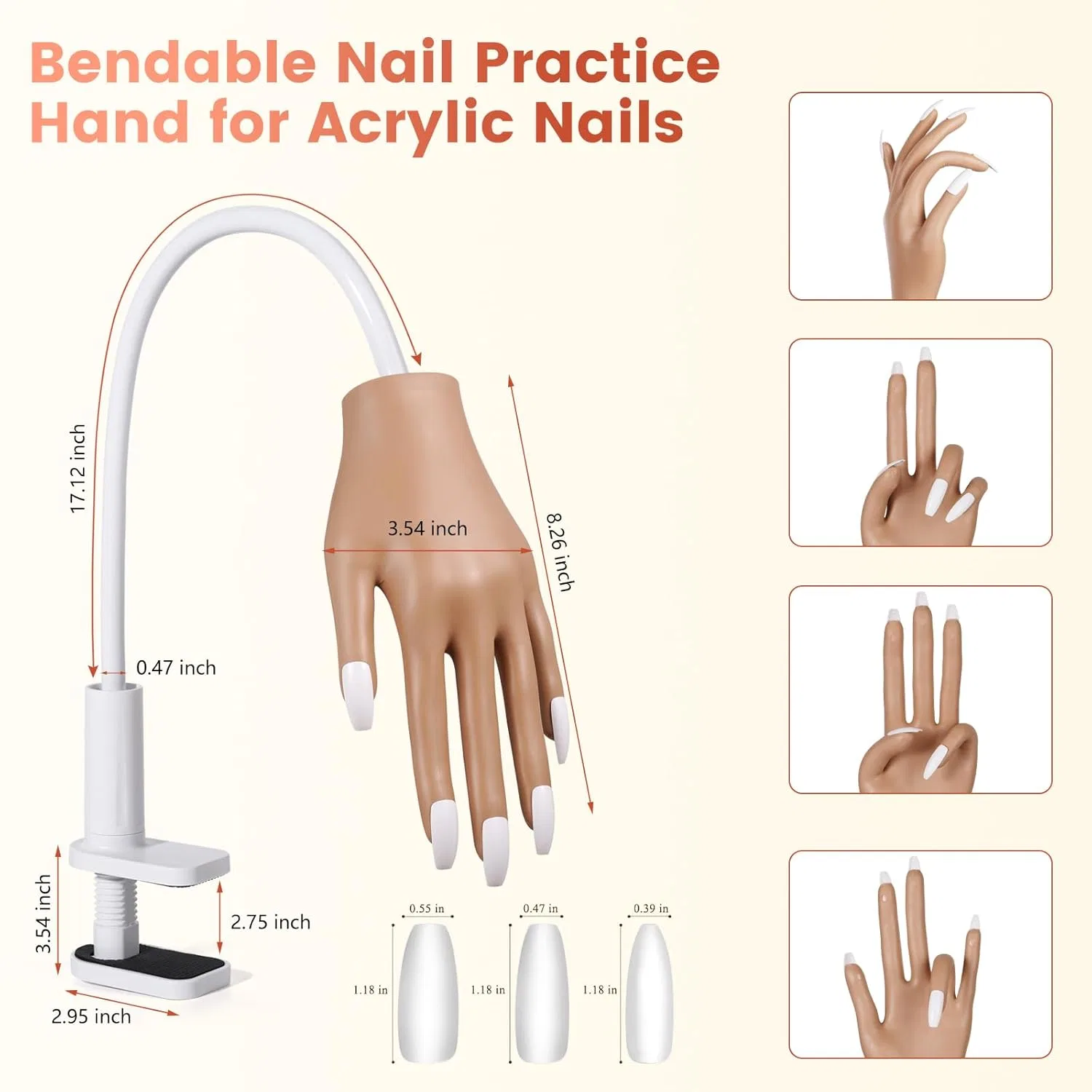 Силиконовая рука для практики маникюра «Practice Hand» от Yokilly Yokilly, Braun Practice Hand Kit-1 — фото 3
