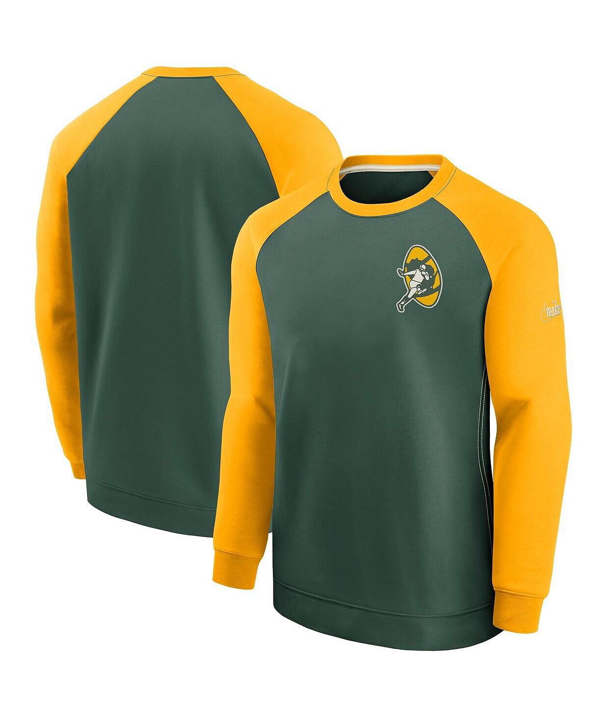 

Мужской зелено-золотой свитер Green Bay Packers Historic Raglan Crew Performance Nike, Зеленый, Мужской зелено-золотой свитер Green Bay Packers Historic Raglan Crew Performance Nike