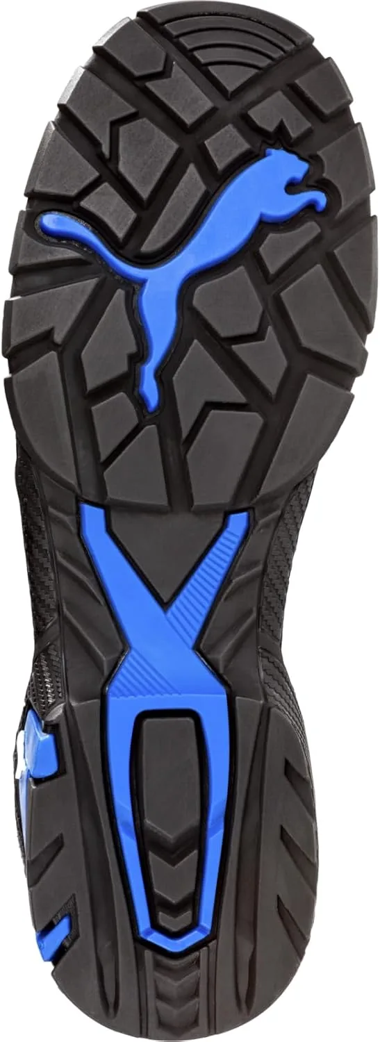 Отличные ботинки PUMA Safety Rio Black Low мужские, модель S3 SRC, с алюминиевыми носками, защитой от проникновения и нескользящей подошвой, черный/синий — фото 3